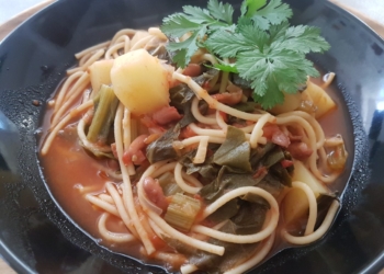 Spinach Tato Borlotti Beans with Spaghetti