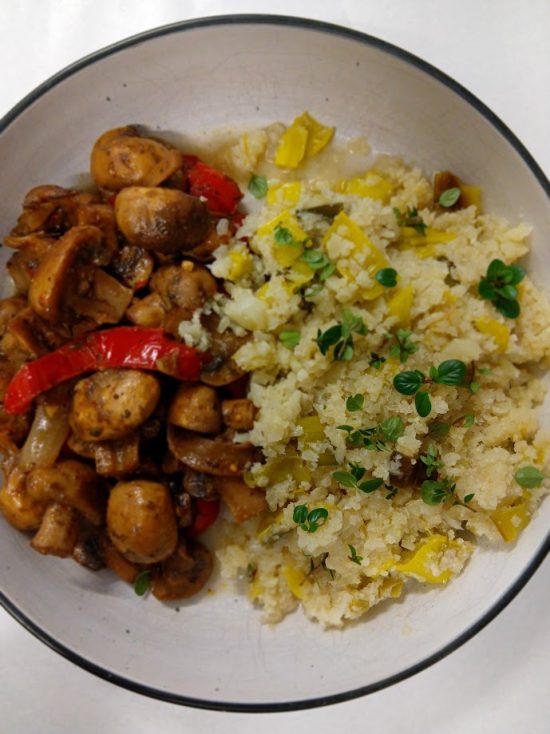 Chimichurri Mushies with Cauli Rice and Leek (GF)